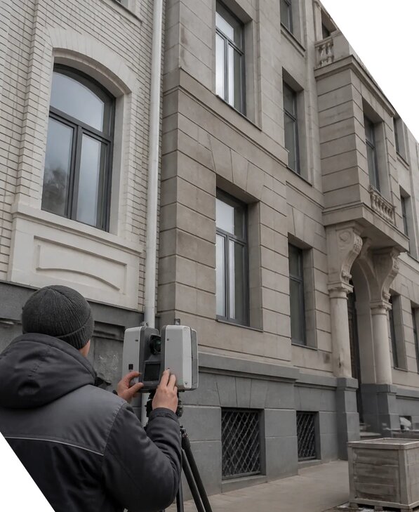 Лазерное сканирование фасадов зданий для обследования в Кимрах